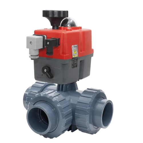 Motoros golyóscsap 3 utas PTFE "T" D63