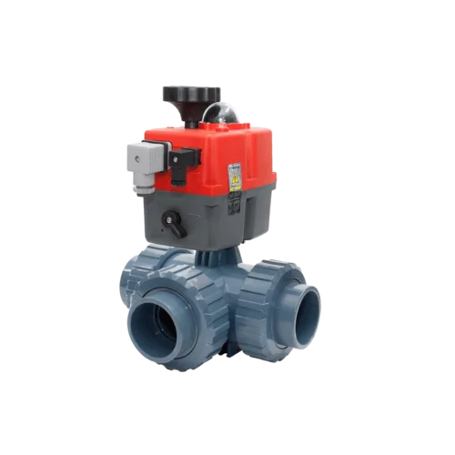 Motoros golyóscsap 3 utas PTFE "L" D50